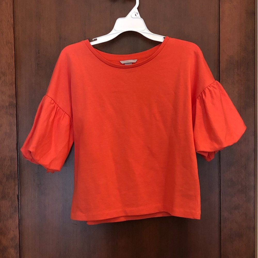 Orange Shortsleeved Sweatshirt w/ Balloon Sleeves